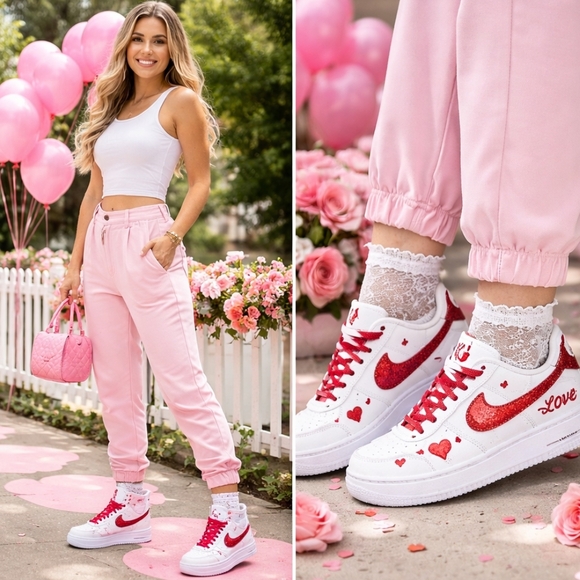 ❤️ Custom Nike Air Force 1 – Valentine’s Day Edition ❤️